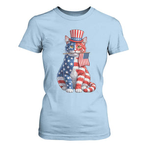 Proud American Cat Lover T Shirt For Women Patriotic Animal Lover Gift TS12 Light Blue Print Your Wear