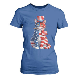 Proud American Cat Lover T Shirt For Women Patriotic Animal Lover Gift TS12 Royal Blue Print Your Wear
