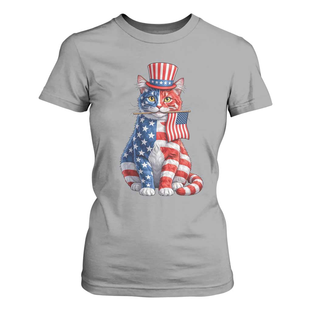 Proud American Cat Lover T Shirt For Women Patriotic Animal Lover Gift TS12 Sport Gray Print Your Wear