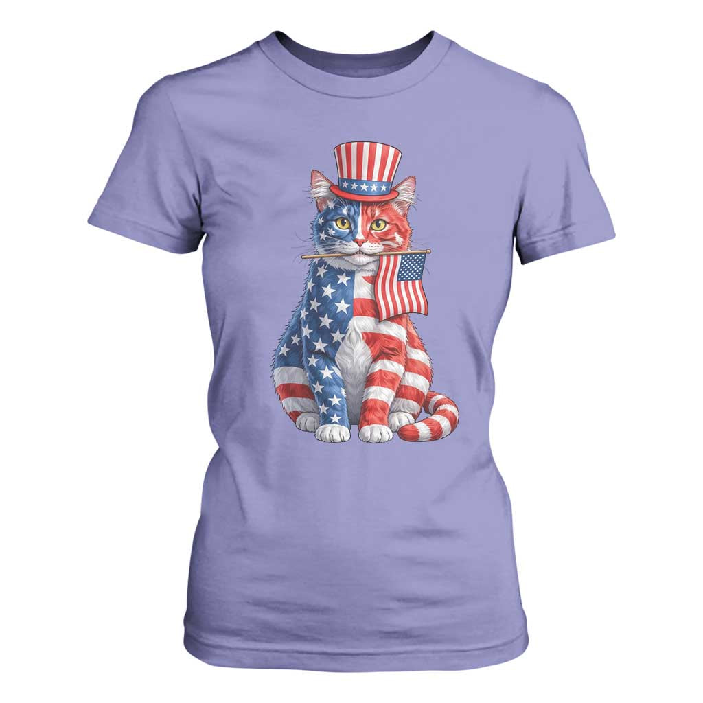 Proud American Cat Lover T Shirt For Women Patriotic Animal Lover Gift TS12 Violet Print Your Wear