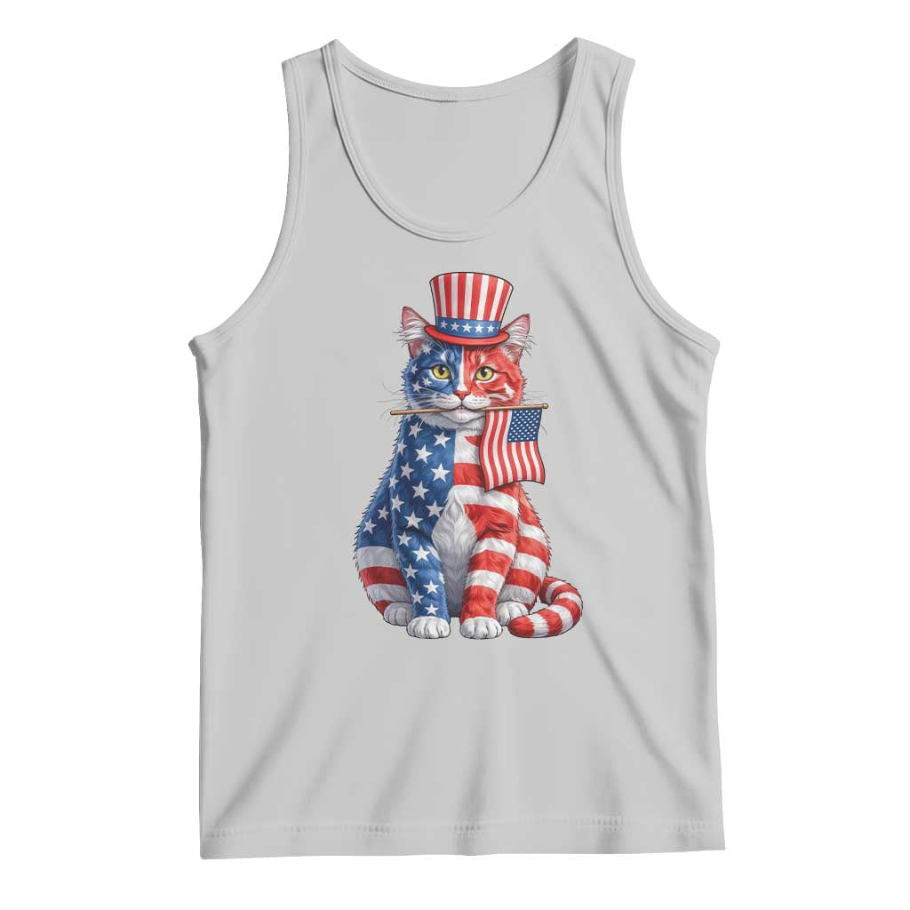 Proud American Cat Lover Tank Top Patriotic Animal Lover Gift TS12 Ash Print Your Wear