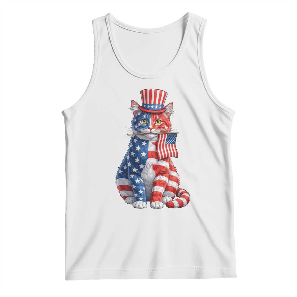 Proud American Cat Lover Tank Top Patriotic Animal Lover Gift TS12 White Print Your Wear