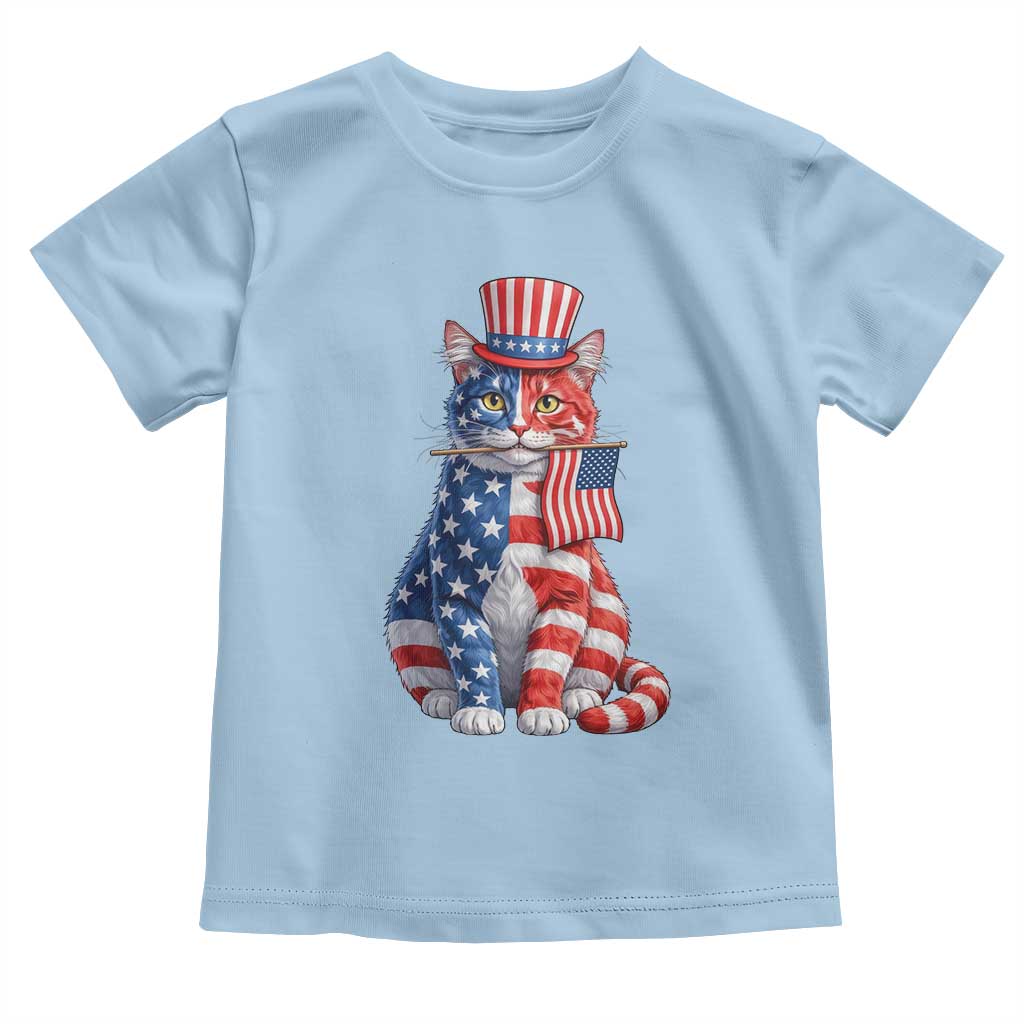 Proud American Cat Lover Toddler T Shirt Patriotic Animal Lover Gift TS12 Light Blue Print Your Wear
