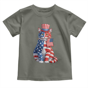Proud American Cat Lover Toddler T Shirt Patriotic Animal Lover Gift TS12 Military Green Print Your Wear