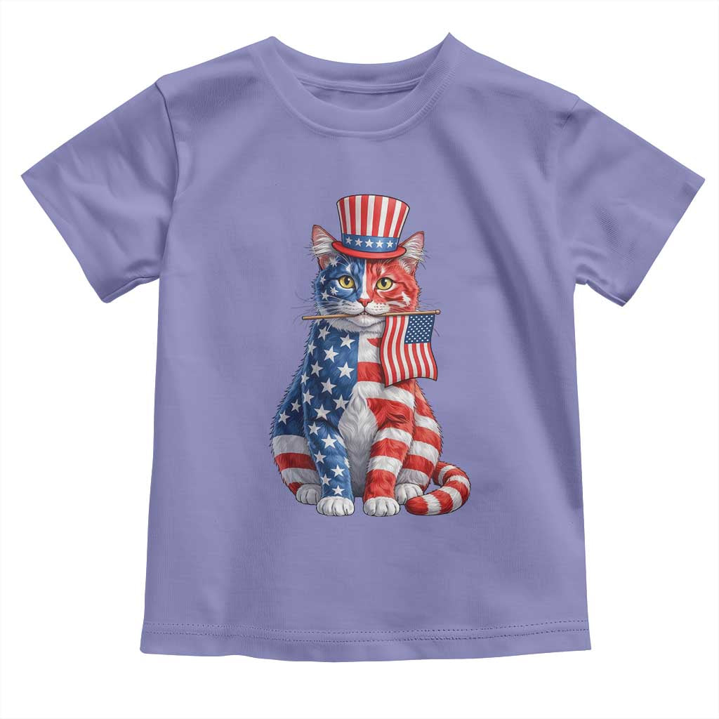 Proud American Cat Lover Toddler T Shirt Patriotic Animal Lover Gift TS12 Violet Print Your Wear