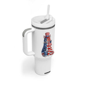 Proud American Cat Lover Tumbler With Handle Patriotic Animal Lover Gift TS12 Print Your Wear
