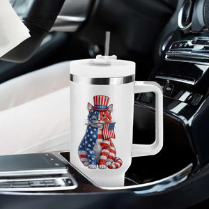 Proud American Cat Lover Tumbler With Handle Patriotic Animal Lover Gift TS12 Print Your Wear