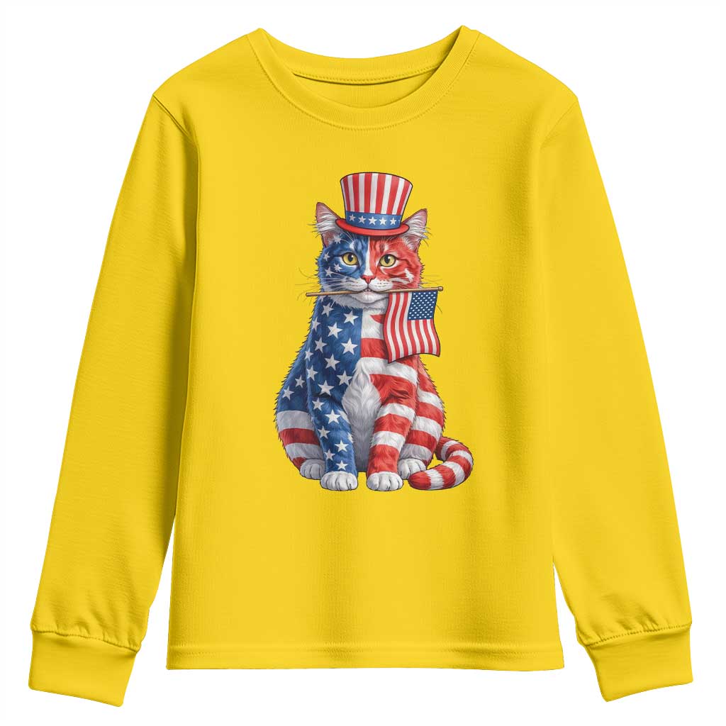 Proud American Cat Lover Youth Sweatshirt Patriotic Animal Lover Gift TS12 Daisy Print Your Wear