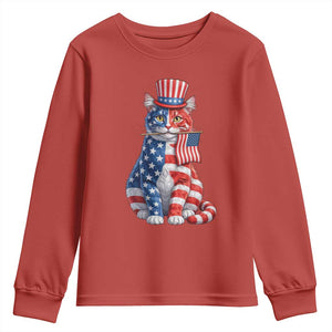 Proud American Cat Lover Youth Sweatshirt Patriotic Animal Lover Gift TS12 Red Print Your Wear