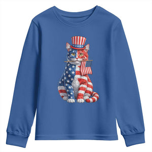 Proud American Cat Lover Youth Sweatshirt Patriotic Animal Lover Gift TS12 Royal Blue Print Your Wear