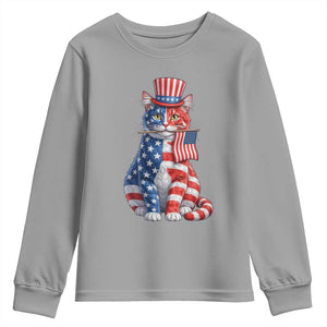 Proud American Cat Lover Youth Sweatshirt Patriotic Animal Lover Gift TS12 Sport Gray Print Your Wear