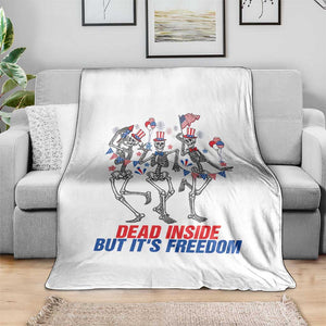 Patriotic Dancing Skeleton Throw Blanket Dead Inside But Its Freedom TS12 Print Your Wear