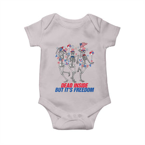 Patriotic Dancing Skeleton Baby Onesie Dead Inside But Its Freedom TS12 Ice Gray Print Your Wear