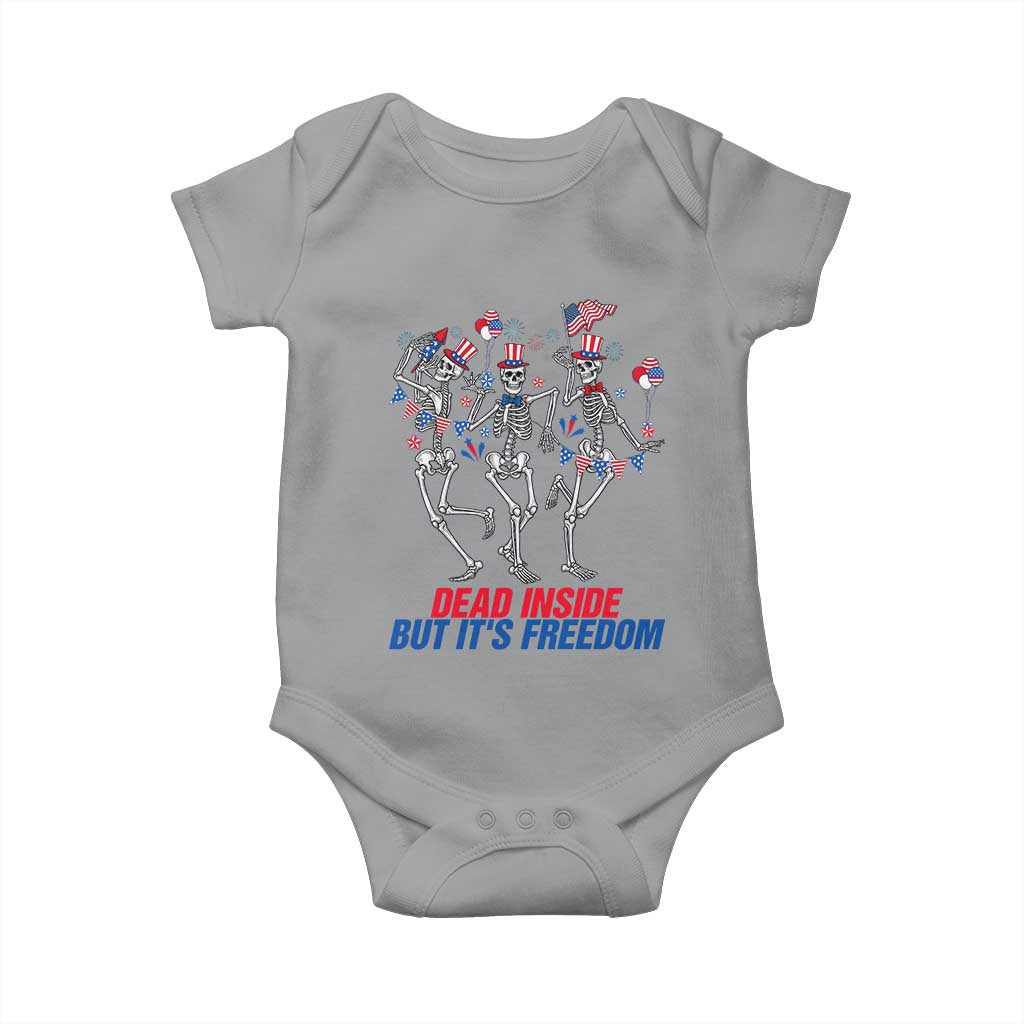Patriotic Dancing Skeleton Baby Onesie Dead Inside But Its Freedom TS12 Sport Gray Print Your Wear