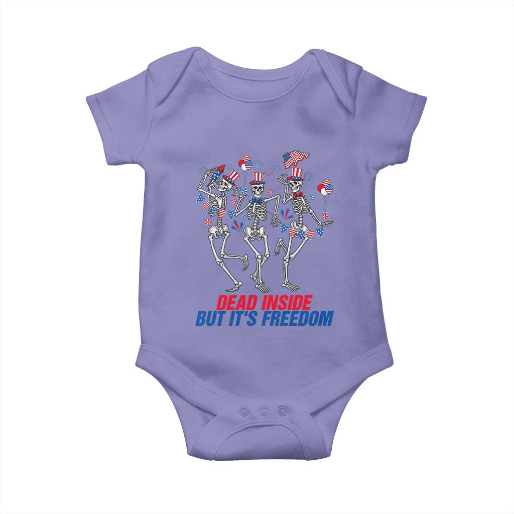 Patriotic Dancing Skeleton Baby Onesie Dead Inside But Its Freedom TS12 Violet Print Your Wear