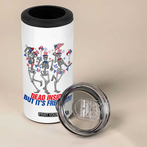 Patriotic Dancing Skeleton 4 in 1 Can Cooler Tumbler Dead Inside But Its Freedom TS12 Print Your Wear