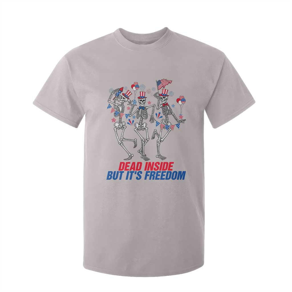 Patriotic Dancing Skeleton T Shirt For Kid Dead Inside But Its Freedom TS12 Ice Gray Print Your Wear
