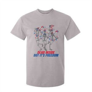 Patriotic Dancing Skeleton T Shirt For Kid Dead Inside But Its Freedom TS12 Ice Gray Print Your Wear
