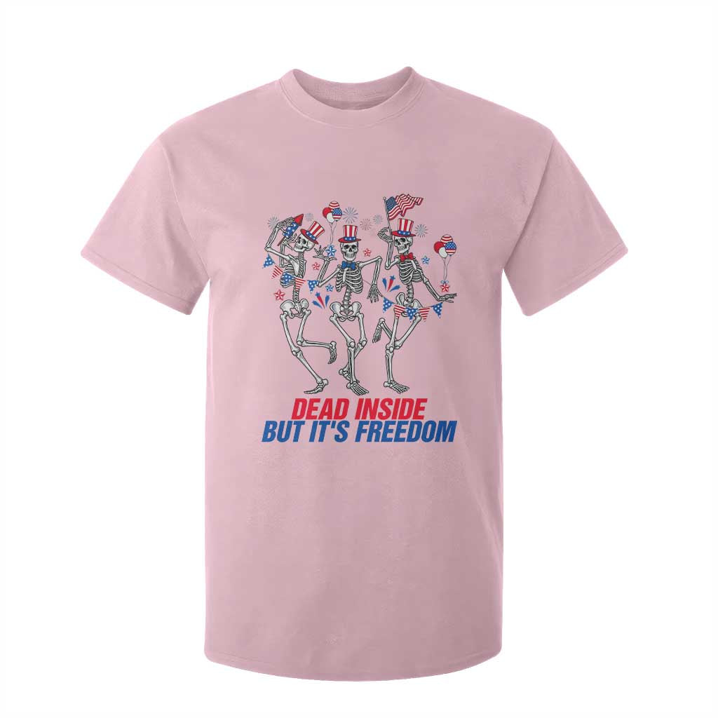 Patriotic Dancing Skeleton T Shirt For Kid Dead Inside But Its Freedom TS12 Light Pink Print Your Wear