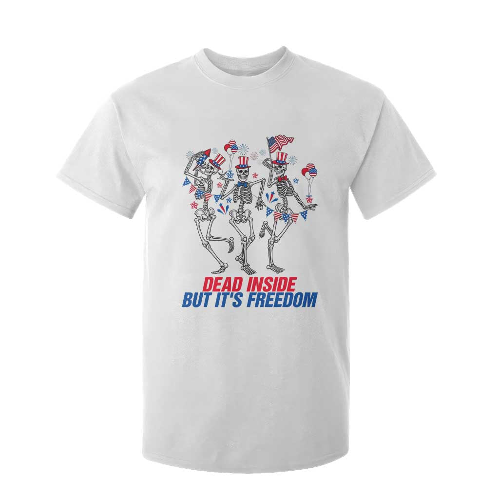 Patriotic Dancing Skeleton T Shirt For Kid Dead Inside But Its Freedom TS12 White Print Your Wear