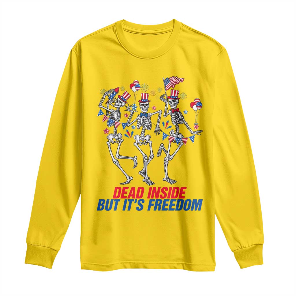 Patriotic Dancing Skeleton Long Sleeve Shirt Dead Inside But Its Freedom TS12 Daisy Print Your Wear