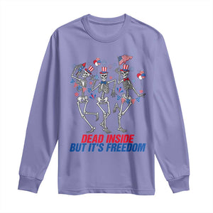 Patriotic Dancing Skeleton Long Sleeve Shirt Dead Inside But Its Freedom TS12 Violet Print Your Wear