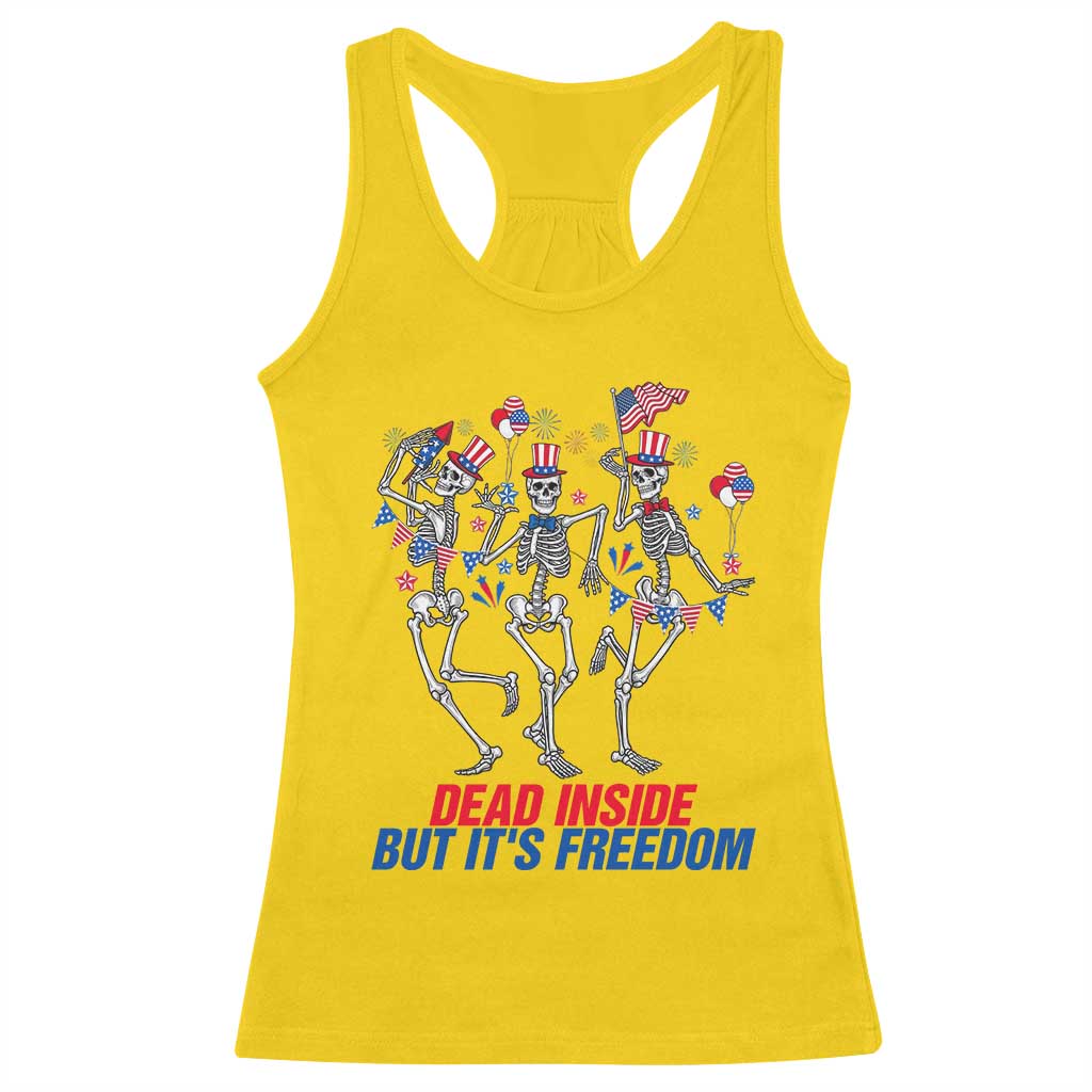 Patriotic Dancing Skeleton Racerback Tank Top Dead Inside But Its Freedom TS12 Daisy Print Your Wear