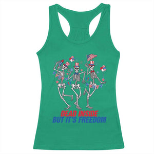 Patriotic Dancing Skeleton Racerback Tank Top Dead Inside But Its Freedom TS12 Irish Green Print Your Wear