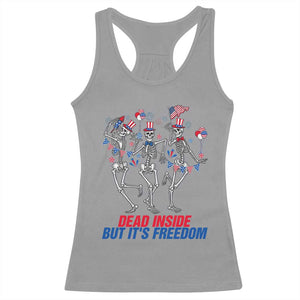 Patriotic Dancing Skeleton Racerback Tank Top Dead Inside But Its Freedom TS12 Sport Gray Print Your Wear
