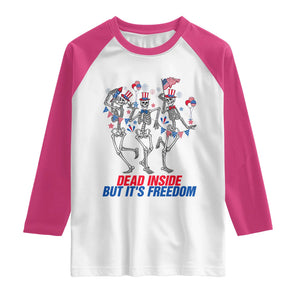 Patriotic Dancing Skeleton Raglan Shirt Dead Inside But Its Freedom TS12 White Heliconia Print Your Wear