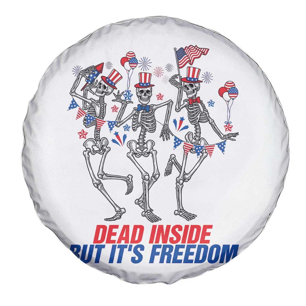 Patriotic Dancing Skeleton Spare Tire Cover Dead Inside But Its Freedom TS12 Print Your Wear