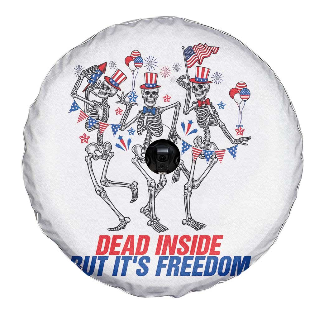 Patriotic Dancing Skeleton Spare Tire Cover Dead Inside But Its Freedom TS12 Print Your Wear