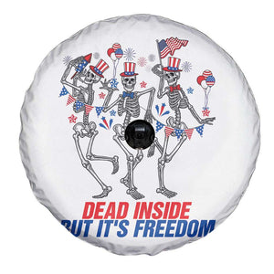 Patriotic Dancing Skeleton Spare Tire Cover Dead Inside But Its Freedom TS12 Print Your Wear