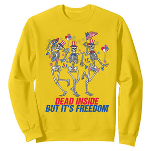Patriotic Dancing Skeleton Sweatshirt Dead Inside But Its Freedom TS12 Daisy Print Your Wear