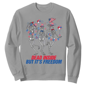 Patriotic Dancing Skeleton Sweatshirt Dead Inside But Its Freedom TS12 Sport Gray Print Your Wear