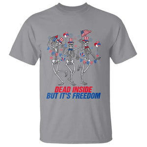 Patriotic Dancing Skeleton T Shirt Dead Inside But Its Freedom TS12 Sport Gray Print Your Wear