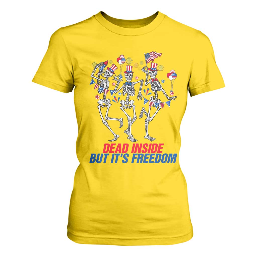 Patriotic Dancing Skeleton T Shirt For Women Dead Inside But Its Freedom TS12 Daisy Print Your Wear