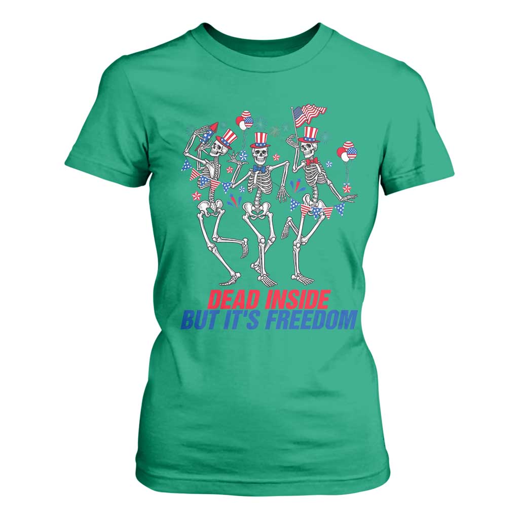 Patriotic Dancing Skeleton T Shirt For Women Dead Inside But Its Freedom TS12 Irish Green Print Your Wear