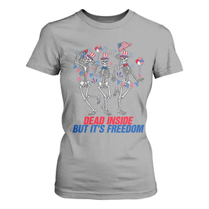 Patriotic Dancing Skeleton T Shirt For Women Dead Inside But Its Freedom TS12 Sport Gray Print Your Wear