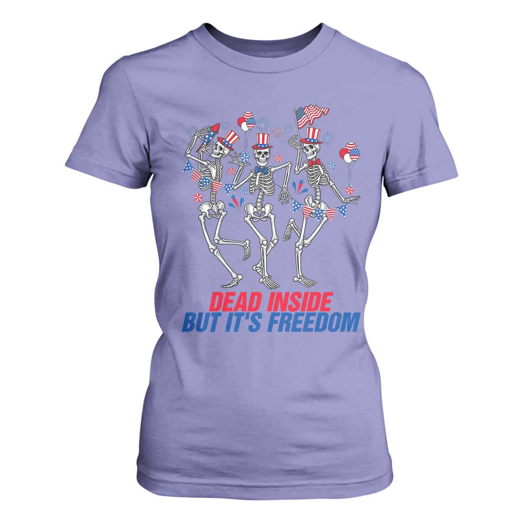 Patriotic Dancing Skeleton T Shirt For Women Dead Inside But Its Freedom TS12 Violet Print Your Wear
