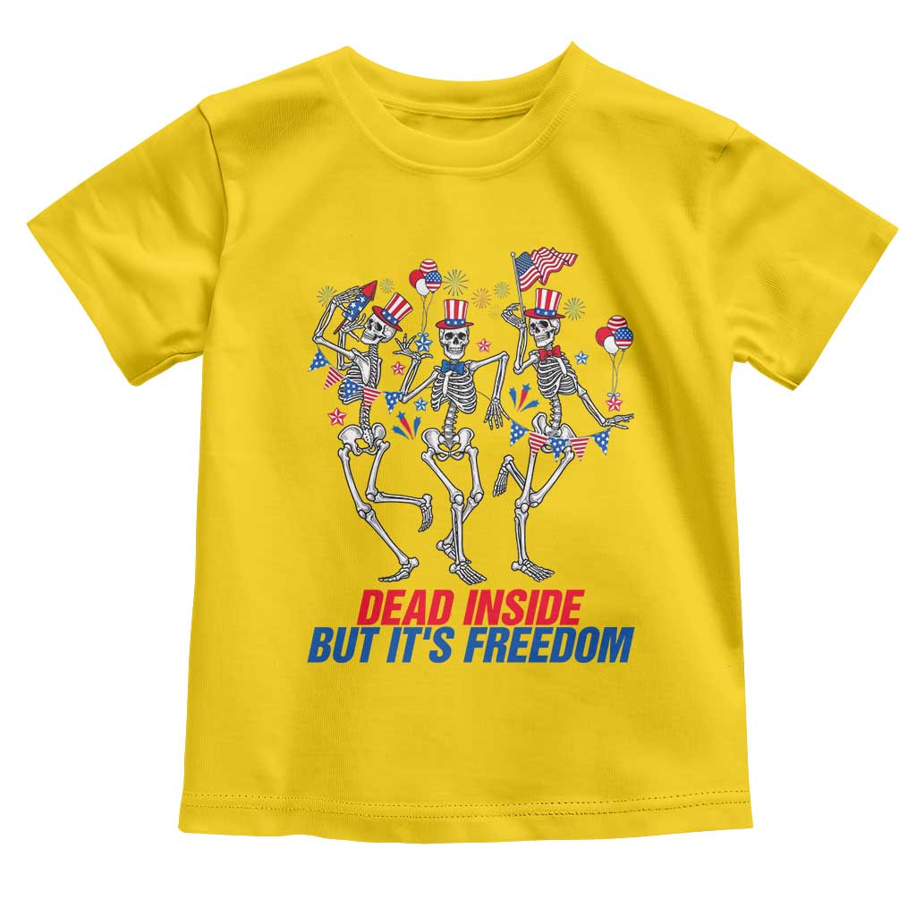 Patriotic Dancing Skeleton Toddler T Shirt Dead Inside But Its Freedom TS12 Daisy Print Your Wear
