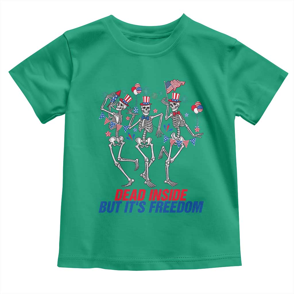 Patriotic Dancing Skeleton Toddler T Shirt Dead Inside But Its Freedom TS12 Irish Green Print Your Wear
