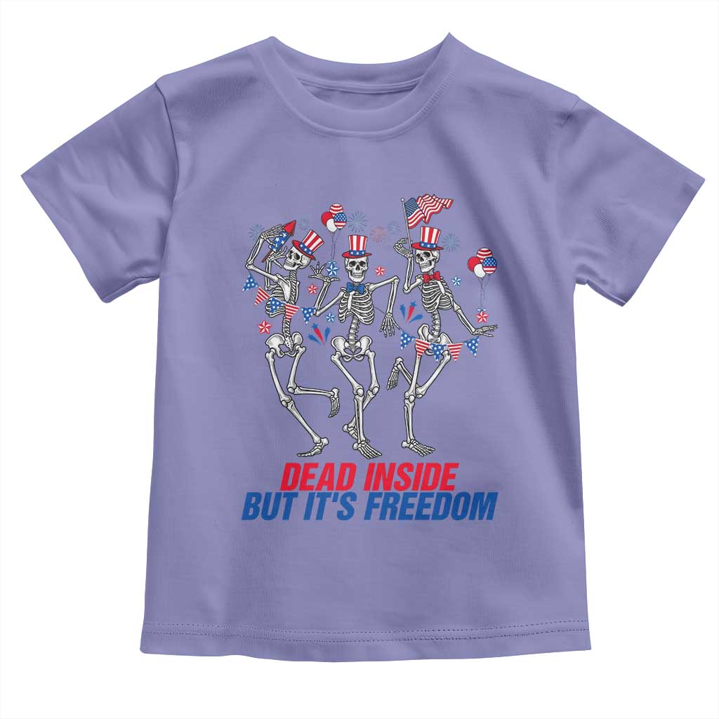 Patriotic Dancing Skeleton Toddler T Shirt Dead Inside But Its Freedom TS12 Violet Print Your Wear