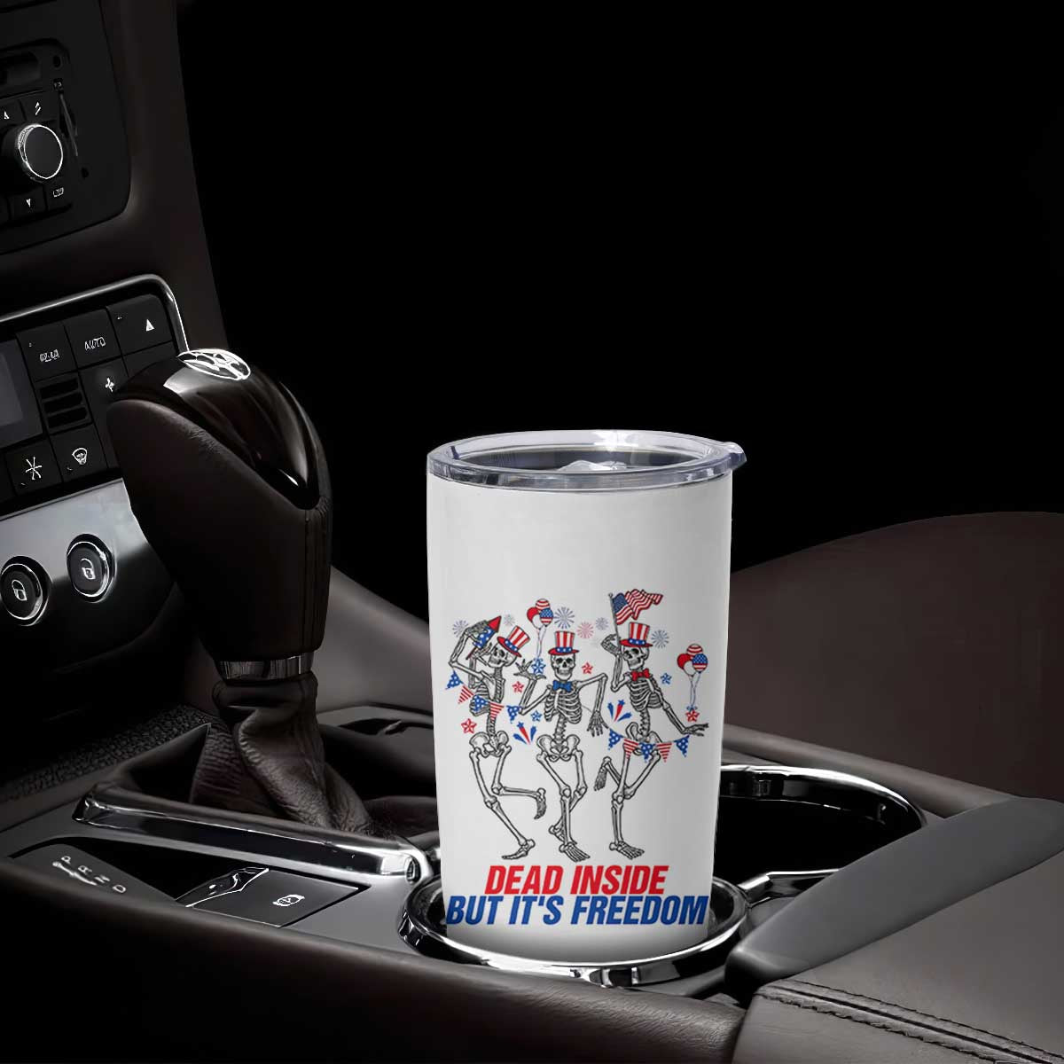 Patriotic Dancing Skeleton Tumbler Cup Dead Inside But Its Freedom TS12 Print Your Wear