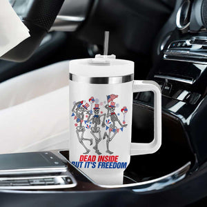 Patriotic Dancing Skeleton Tumbler With Handle Dead Inside But Its Freedom TS12 Print Your Wear