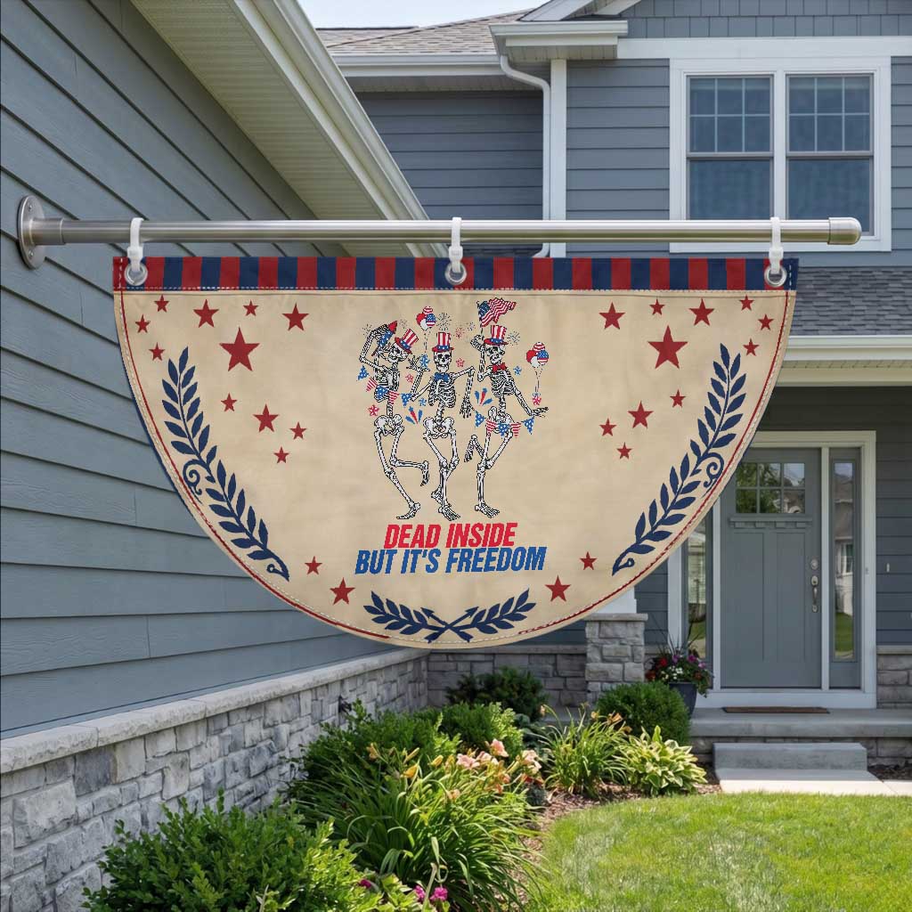 Funny Dancing Skeleton Patriotic Fan Flag Dead Inside But Its Freedom