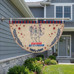 Funny Dancing Skeleton Patriotic Fan Flag Dead Inside But Its Freedom