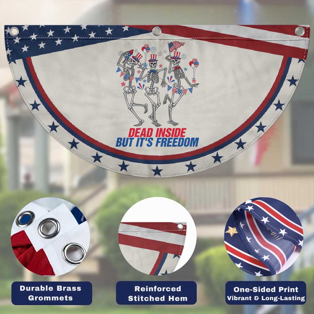 Funny Dancing Skeleton Patriotic Fan Flag Dead Inside But Its Freedom