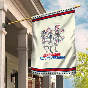 Patriotic Dancing Skeleton Garden Flag Dead Inside But Its Freedom TS12 Modern Beige Red Print Your Wear