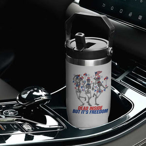 Patriotic Dancing Skeleton Flip Straw Tumbler Dead Inside But Its Freedom TS12 Print Your Wear